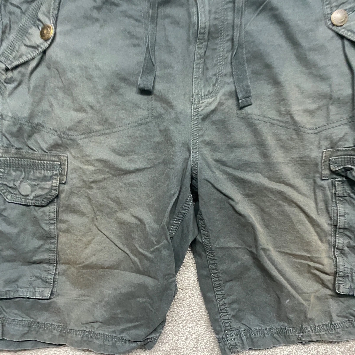 Vintage Triple Five Soul Shorts Mens 34 Green Cargo Fade Outdoors