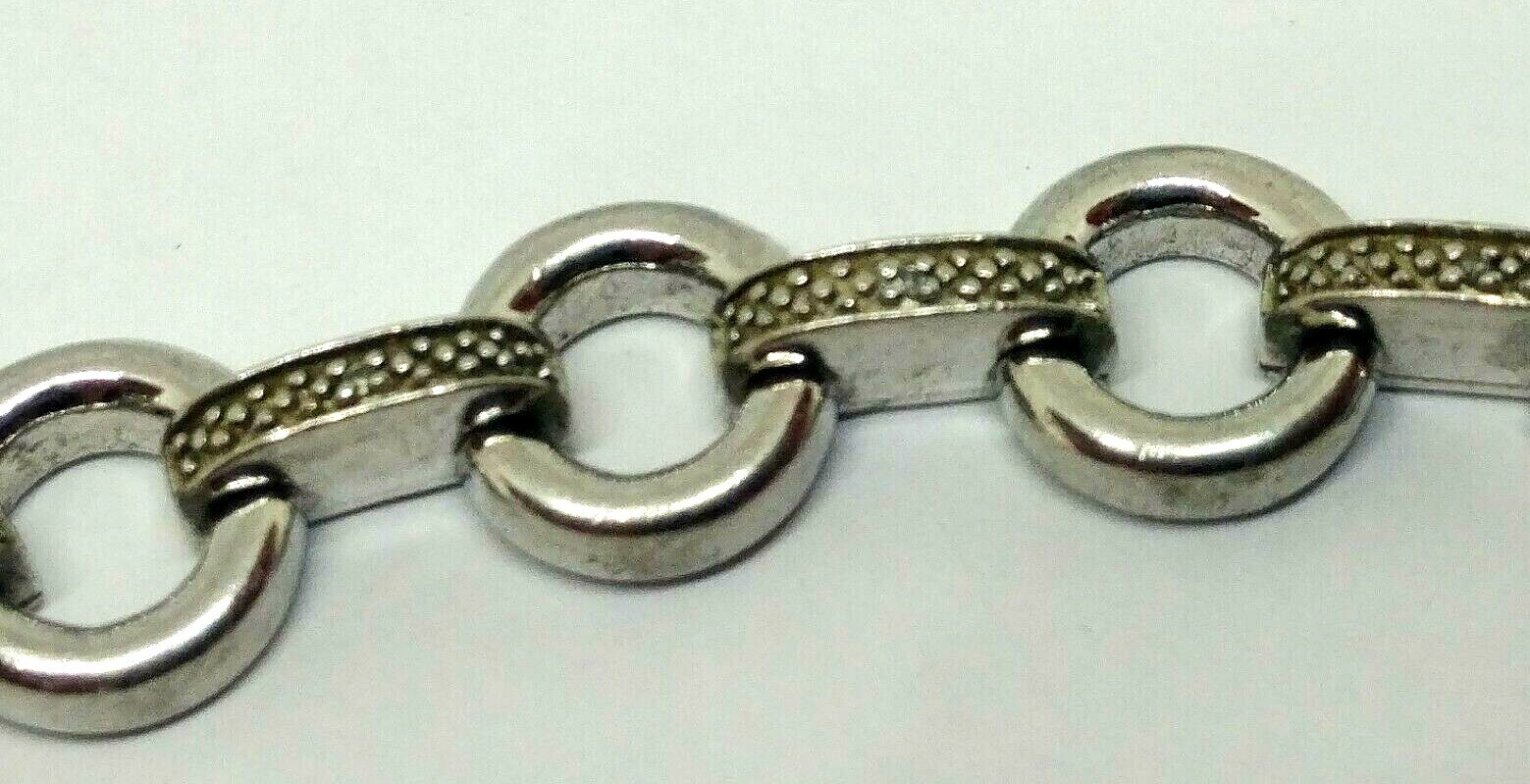 Solid Sterling Silver 925  Bracelet circle bar li… - image 3