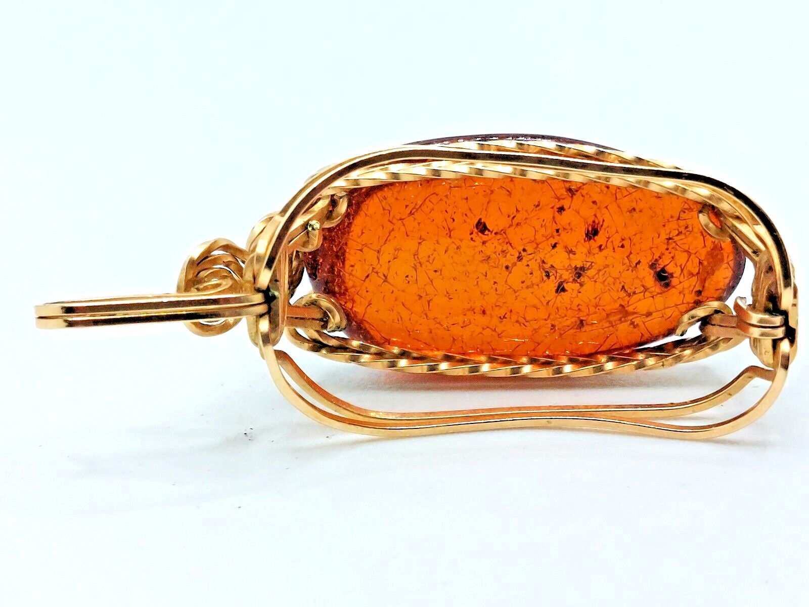 Baltic Amber 10k Solid Gold Wirewrapped  OFAK Pen… - image 6