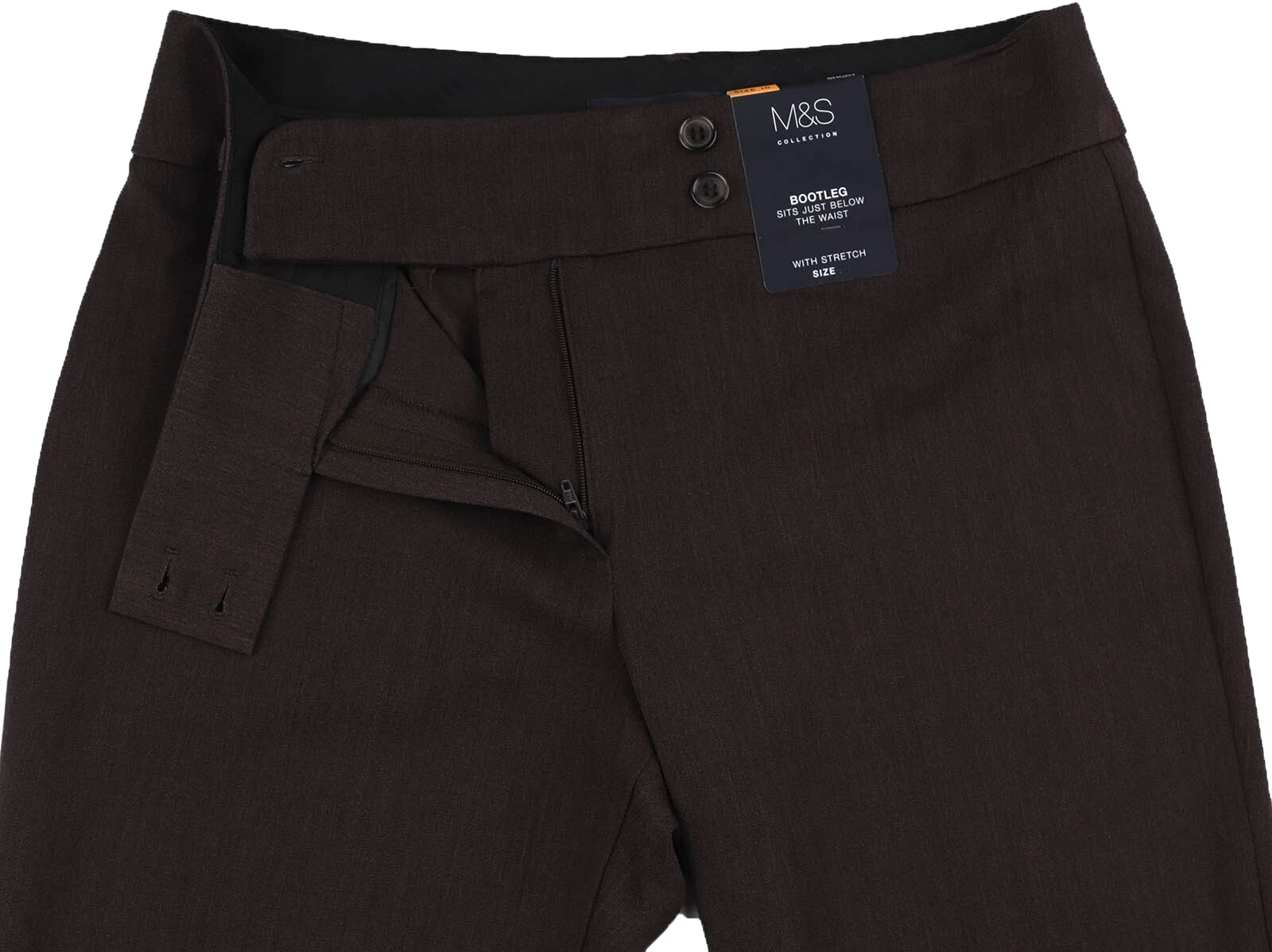 M&S Bootleg Trousers Brown Womens Size 16 / 18 / 20 Medium