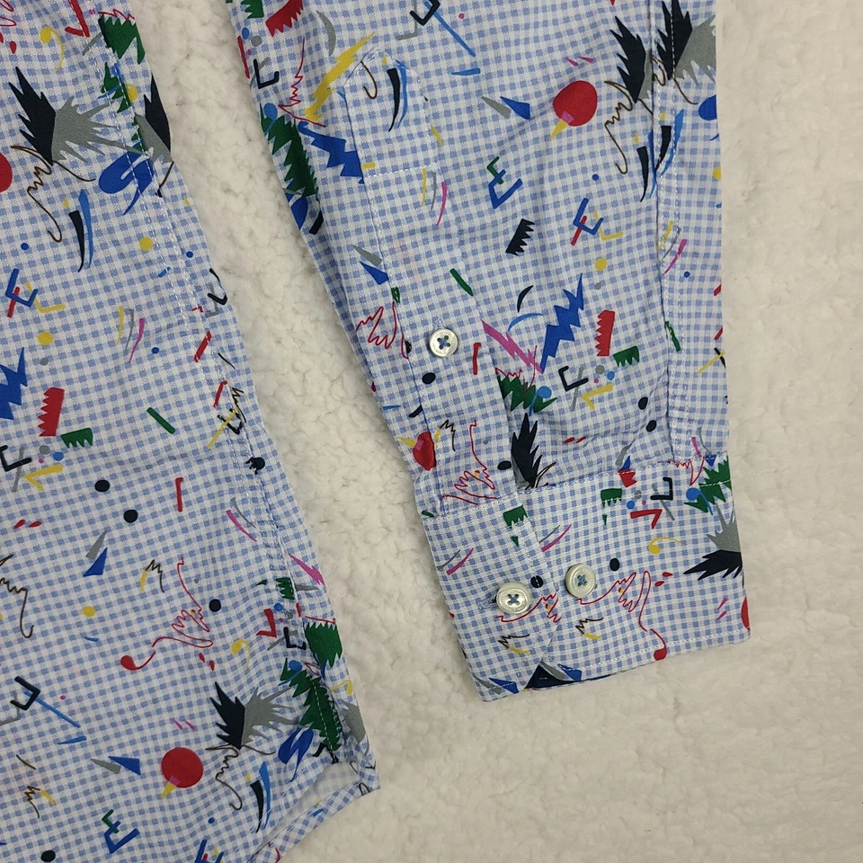 BUGATCHI Dress Shirt Mens Small Shaped Fit Geometric Preppy Button Up - Image 2 of 4