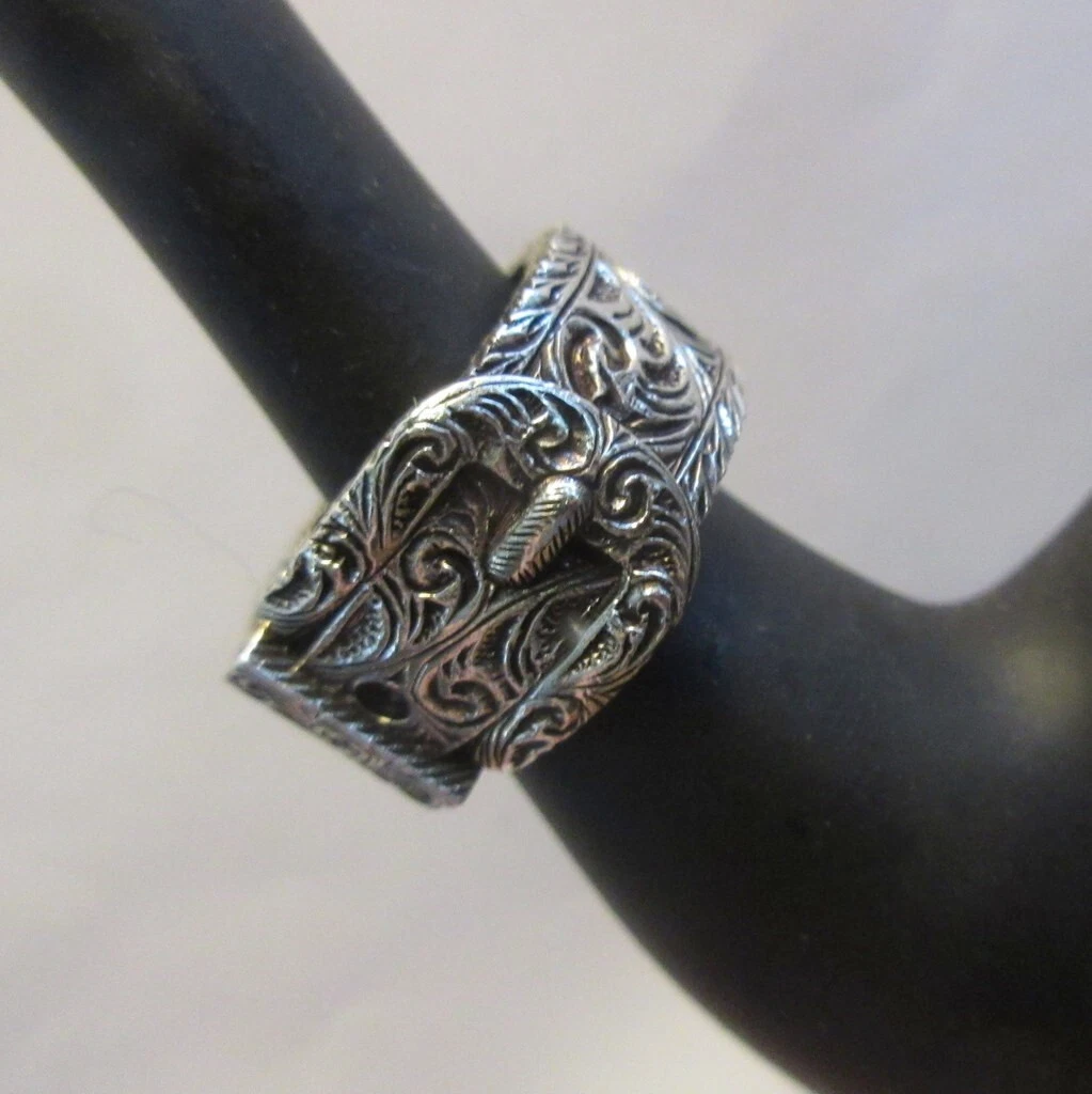 Bague ceinture Gucci, jardin sterling, ancienne, gravée, fabriquée en Italie, NEUF AVEC ÉTIQUETTE