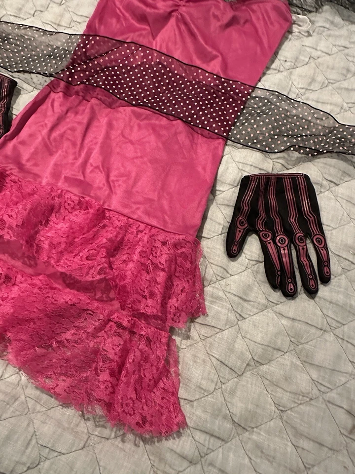 Disfraz de Hada Rockin' Rosa Caliente - Mini Vestido. Bufanda, guantes y sombrero de bruja-adolescente talla 1 Foto 3 de 4