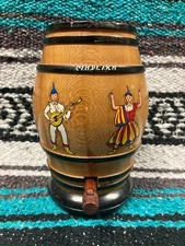 Vintage Madeira Wooden Barrel Pencil Cigarette Tooth Pick Holder VG+ Condition