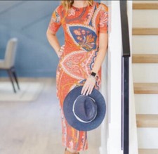 NWT Anthropologie￼ Farm Rio Giannina Knit Midi Dress Paisley Floral Medium