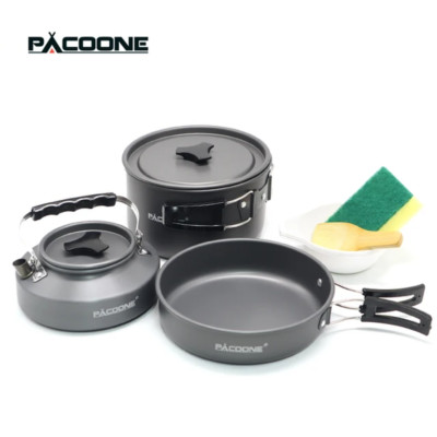 Pacoone Camping Kochgeschirr Set Tragbar Kochgeschirr Set Outdoor Topf Kochen Wasser Ket