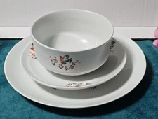 RARE Vintage Ionia Greek Porcelain Plate Bowl Saucer Set Children Birds Flowers