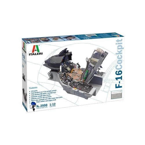 1:12 ITALERI Lockheed Martin Cockpit F-16 Military Airplane 1978 Kit IT2990 - Immagine 2 di 2