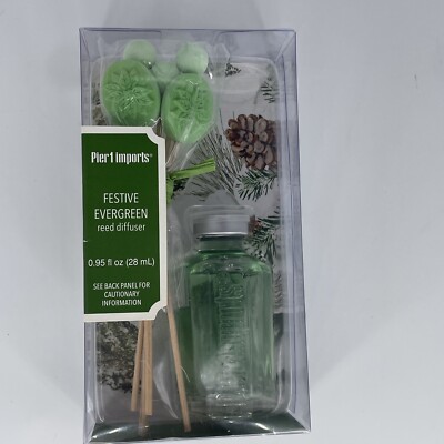 Pier 1 Imports Festive Evergreen Reed Diffuser Oil .95oz Mini Holiday New Sealed