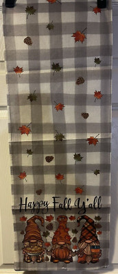 Fall Gnomes Table Runner Checkered Autumn Thanksgiving Table 13x72 Inches