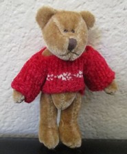 3-1/2" Jointed Teddy Bear Wearing Red Knit Sweater