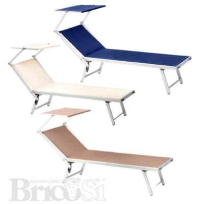 Lettino Sdraio Prendisole in alluminio con parasole pieghevole da