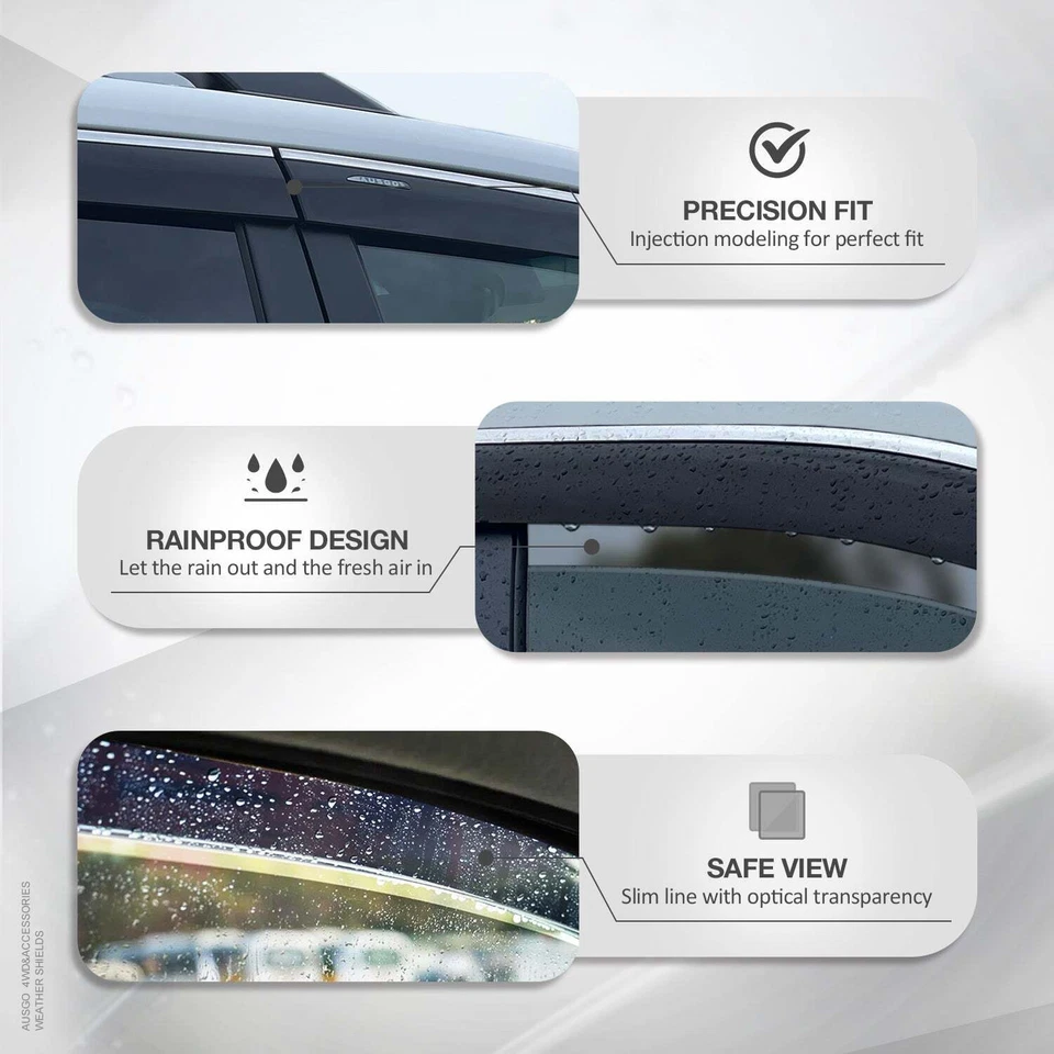 AUSGO Injection Stainless Steel Weather Shields for Toyota Camry 2017-2024 - image 3 of 4