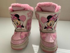 OEM Disney Minnie Mouse Pink Snow Boots Kids Sz 7 Faux Fur 3D Bow