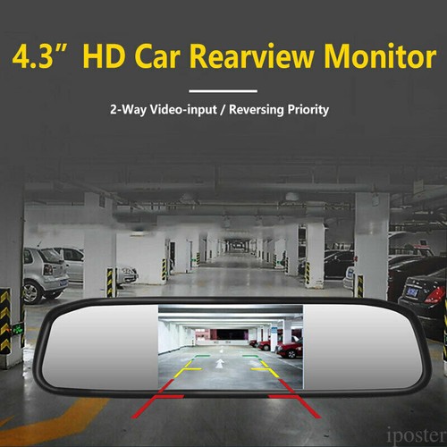 4.3" Car Rear View Mirror Monitor+HD CCD Color Reversing Backup Camera 12v Kit - Picture 4 of 17