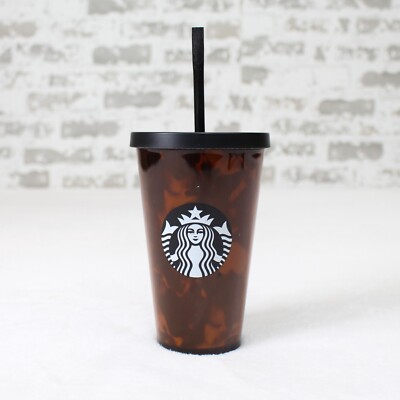 Starbucks Tortoise Shell Tumbler Black Brown Cold Cup 16oz 762111332882|  eBay