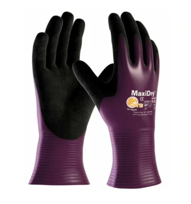 ATG MaxiDry Gloves Full Nitrile Coating Oil & Water Resistant PPE Work Gauntlet