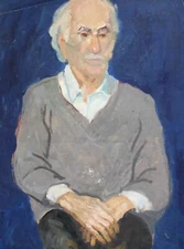 Vintage oil painting canvas sitting male portrait