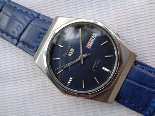 RARE VTG SS BLUE DIAL SEIKO 6319-8000 