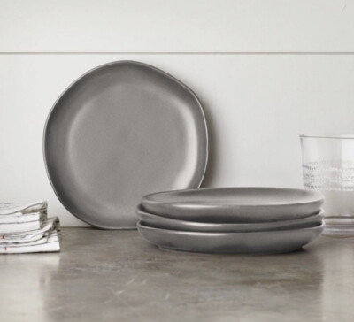 SET OF Hearth Hand Magnolia Stoneware Appetizer Plates Gray Matte New 