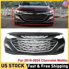 Front Bumper Cover Kit with Grille & Fog Light Set For 2019-2024 Chevy Malibu