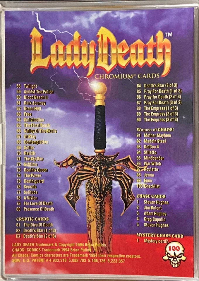 1994 LADY DEATH ALL CHROMIUM SERIES COMPLETE CARD SET 1-100 CHAOS! Excellent! - Image 3 of 3