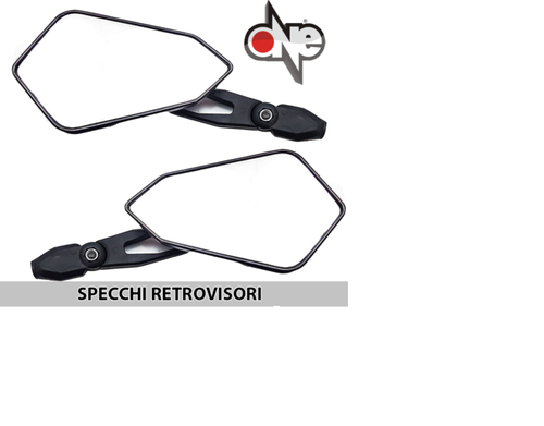 Area1 Set Specchietti Retrovisori Moto Omologati E - Design F1 Effetto Carbonio Con Adattatori M8/M10