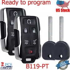 2 For 2015~2020 Chevy Tahoe Suburban Remote Keyless Key Fob+B119 Transponder key