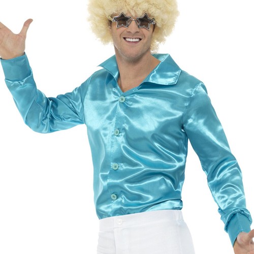 Mens Blue Shirt 60s 70s Fancy Dress | eBay