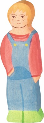 SOHN von Holztiger Landwirt Holzfigur Holzpuppe Bauernhof Kind Junge Holz