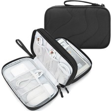 Skycase Tech Pouch - Lightweight Electronics Organizer XL, Wavy Pattern-Black