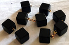 VTG Mid Century ART DECO Set Lot Black 15mm Cube Plastic 9 Buttons Cuff links — photo 1