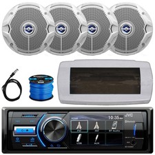 JVC Single-DIN Marine Bluetooth Stereo W/White Cover, 4x 6.5" 180W Max Speakers