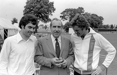 Bruce Edgar and John Wright of New Zealand with Derrick Robins dur- Old Photo