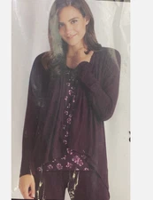 Carole Hochman Midnight Womens 2 Piece Pajama Loungewear Set(PLUM L/XL)NWOT
