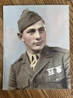 1940's Soldier WW2 Era Hand Tinted Studio Portrait Young Man 8 x 10” Chicago Vtg