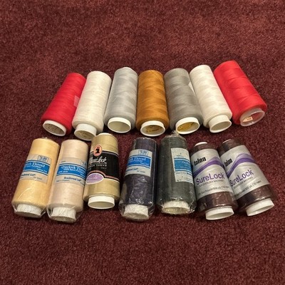 Lot Of 7 NEW spools thread + 7 USED Spools Maxilock , Talon Surelock , Beachwood