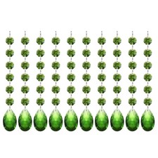 Teardrop Crystal Chandelier, 10 Pack 165mm Length Prisms Part, Green