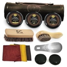 Original Shoe Polish Care Kit - Leather Shoe Shine Kit for Men Dark Brown