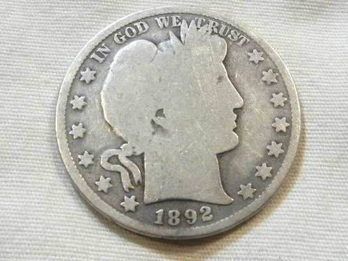 1892 liberty barber silver half dollar coin
