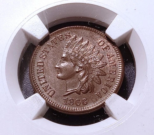 1866 NGC MS62 BN Indian Head Cent