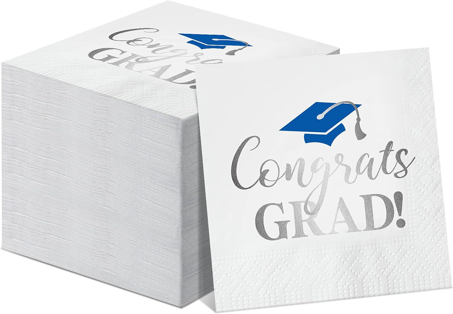 100 Pcs Graduation Party Napkins Beverage Cocktail Foil Disposable Paper Napkins