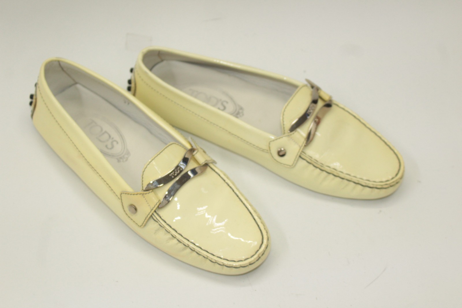 Zapatos De Mujer TOD'S Talla 6.5 Europa 37 Beige De Cuero S9376 Hechos En Italia