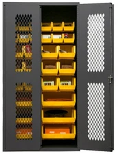 Durham EMDC-361872-30B-95, Ventilated Cabinet with 30 Yellow Bins, 36"x18"x72"