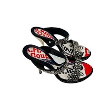 NWOB Versace Mules Heels Slip On Studded Double Strap Leather Multi Womens 37