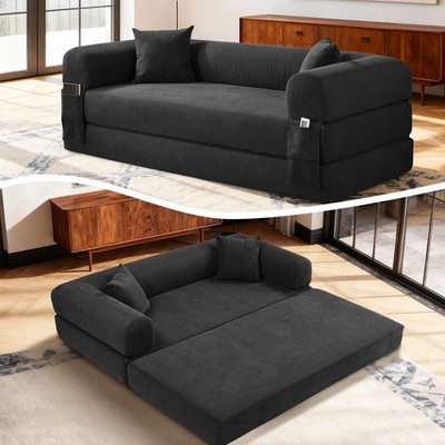 80'' Queen Convertible Sofa Bed, No Assembly Modern Boneless Couch Sofa in Box