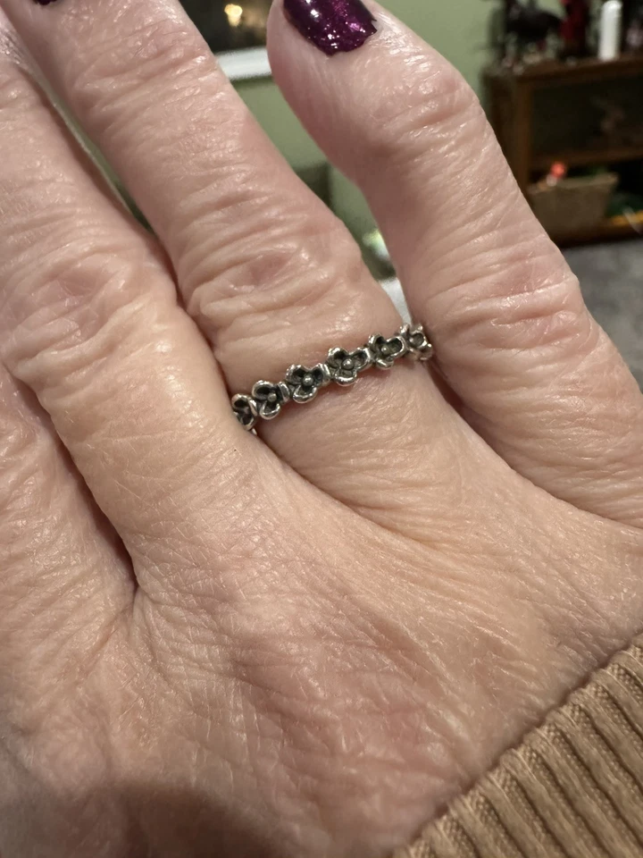 Anel de flores genuíno Pandora Wanda's Garden elegância floral - S925 ALE TAM 58 (8) - Imagem 4 de 4