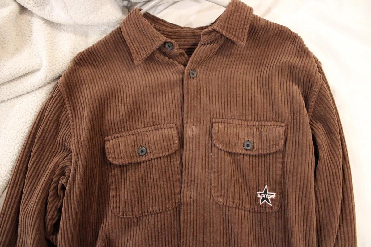 Supreme Corduroy Long Sleeve Casual Button-Down Shirts for Men for