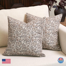 Amor Virisso Floral Throw Pillow Covers 24x24 Set of 2 Vintage Block Print Pillo