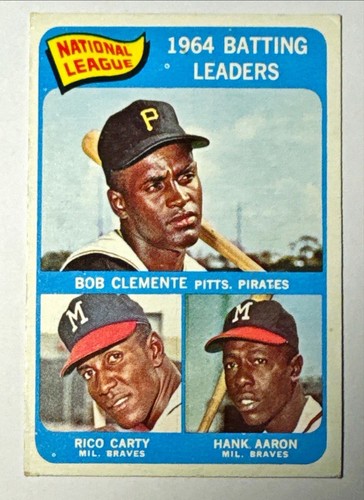 ROBERTO CLEMENTE HANK AARON 1965 Topps #2 1964 NL Batting Leaders HOF